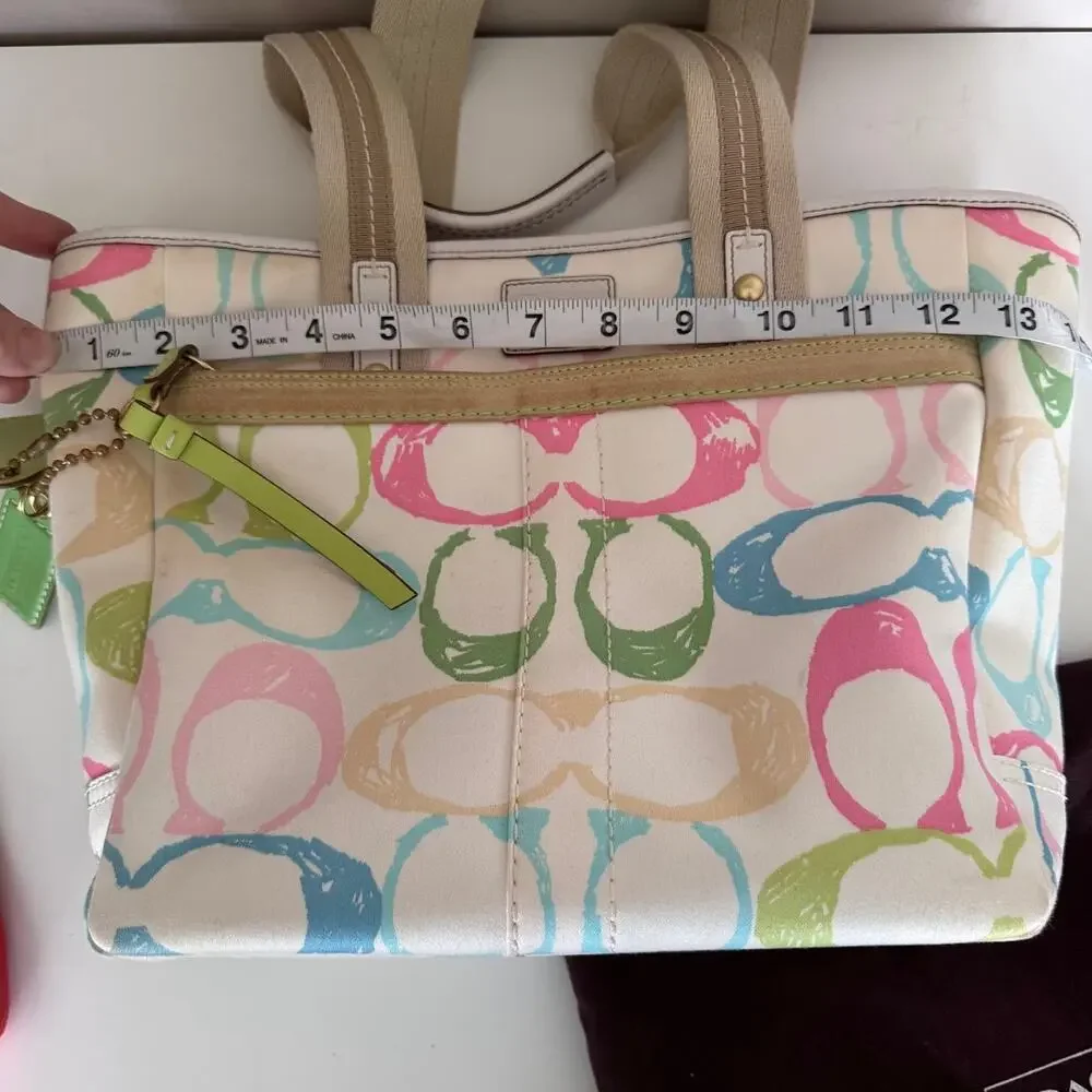 Coach Hamptons Rainbow Pastel Signature Scribble Tote Bag Purse Y2K Style 247 - Picture 14 of 15